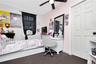 Bedroom with carpet flooring, cooling unit, and ceiling fan