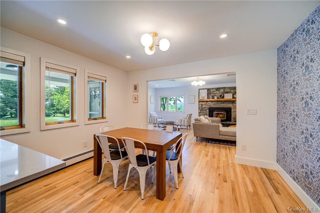 Nice size eat-in kitchen offers plenty of table seating as well as counter seating.