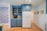 Built in bar storage area for convenient coffee or bar use!