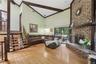 Beamed ceiling.