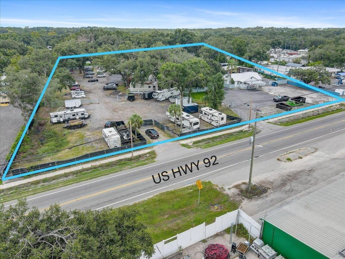 Aerial view of US Highway 92 frontage - Northeast corner