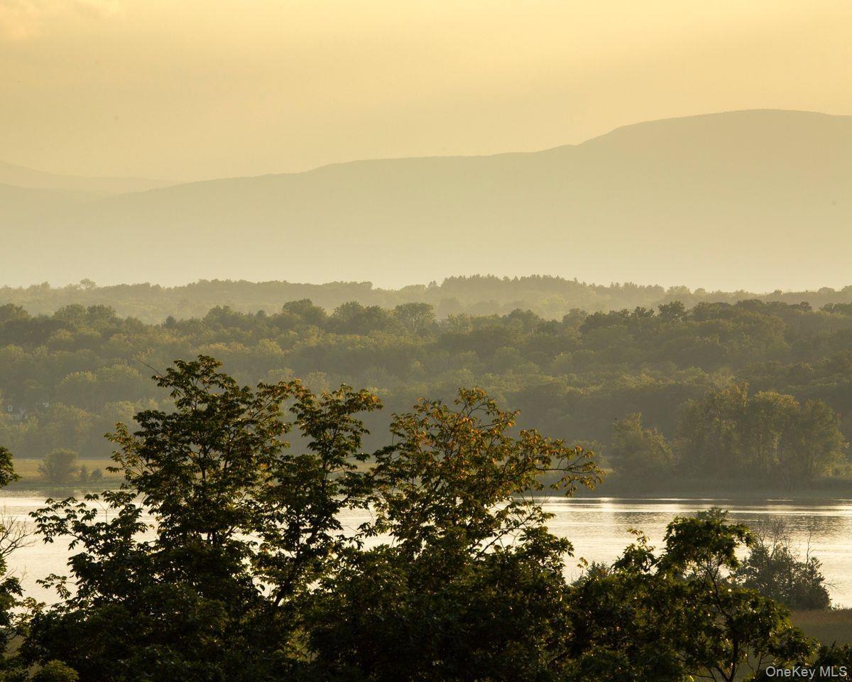 Property view of mountains with a water view and a forest view
