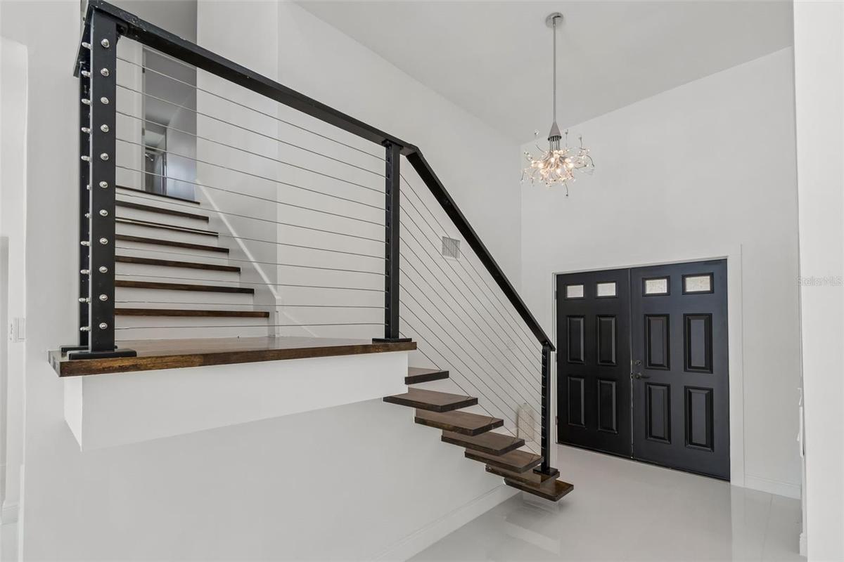 Vaulted ceiling create a grand entrance