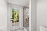 Pool guest can use this side door to access the bathroom