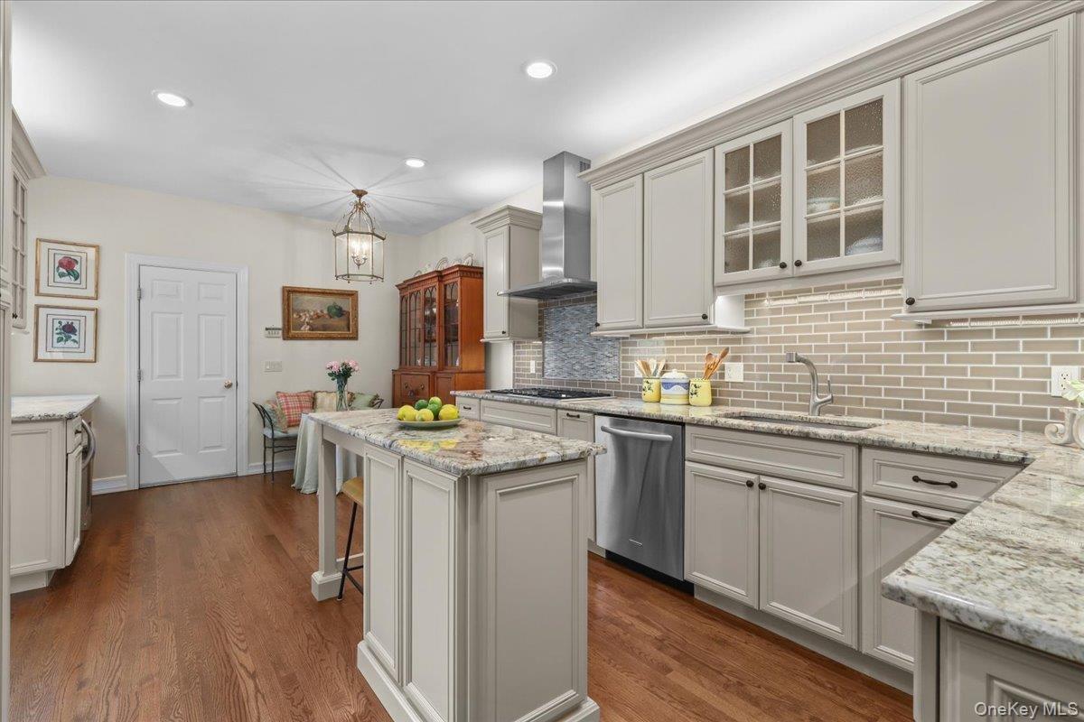 Kitchen showing door to garage
