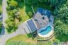 From above we can see the house, lawns and pool.