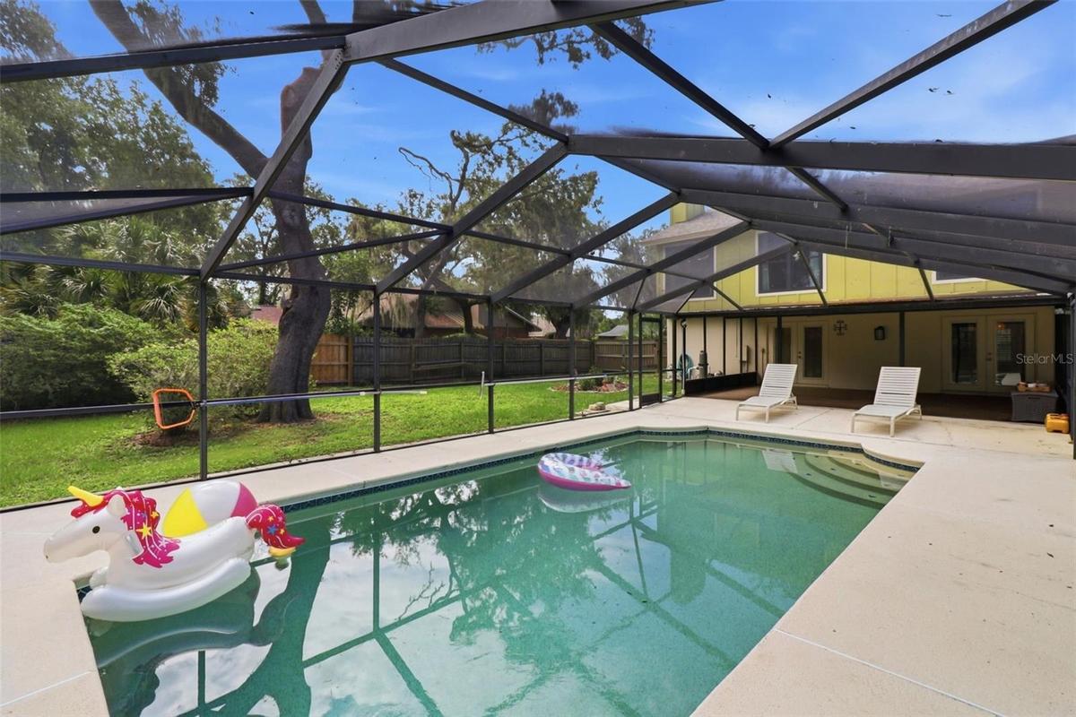 Beautiful pool with covered lanai