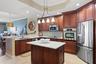 Kitchen over looks dining room