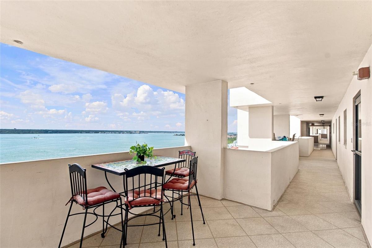 Front Patio overlooking the Intracoastal, and Shoppes of Sand Key