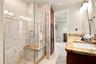 Primary ensuite remodeled Bath with dual sinks