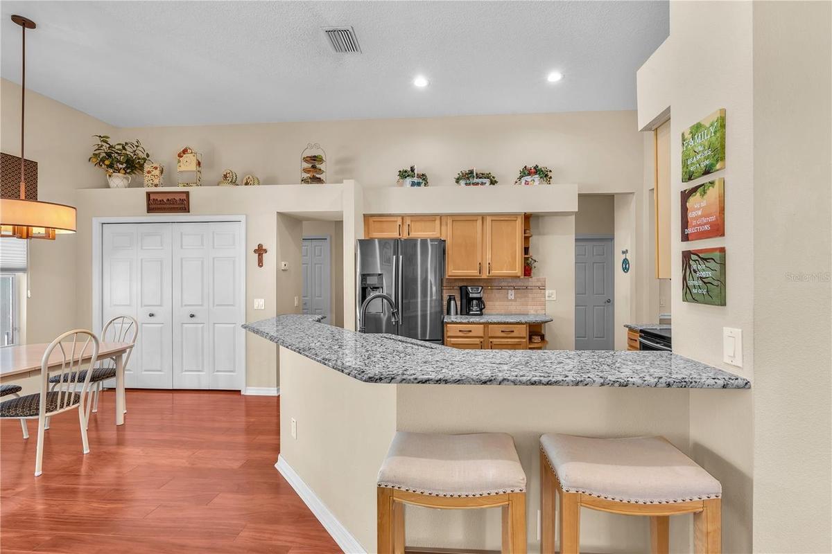 Breakfast bar seating in the kitchen.