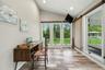 Vaulted ceiling with recessed lighting, office/guest space, hardwood floring