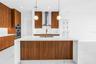 Quartz countertops with double waterfall edge