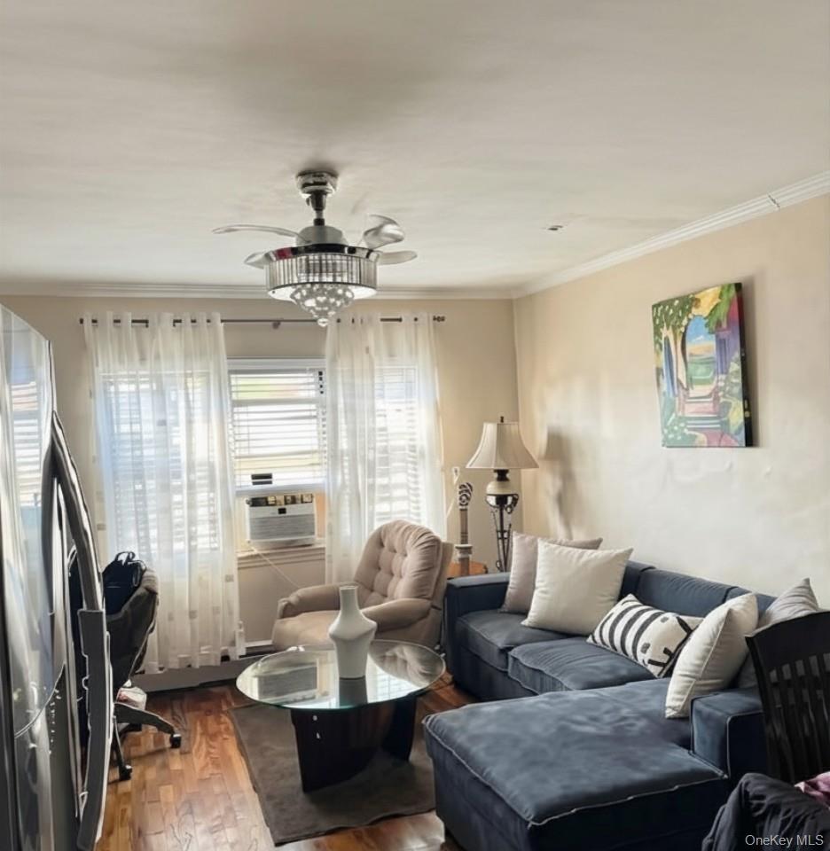 Crown molding accents the ceiling