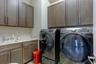 Laundry, cabinets, sink, storage closet