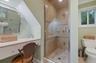 Second Floor New Bath with Frameless Glass Ceramic Shower and Dressing Area.