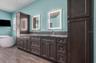 Double vanity with LED adjustable lighting mirrors
