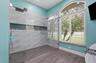 Large double shower with rainfall shower head fixtures