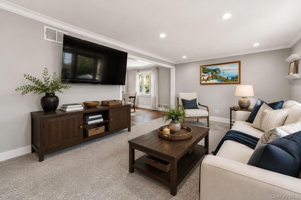 Virtually staged Living Room viw.