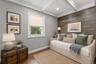 Virtually Staged Bedroom 3 with beamed Ceiling .