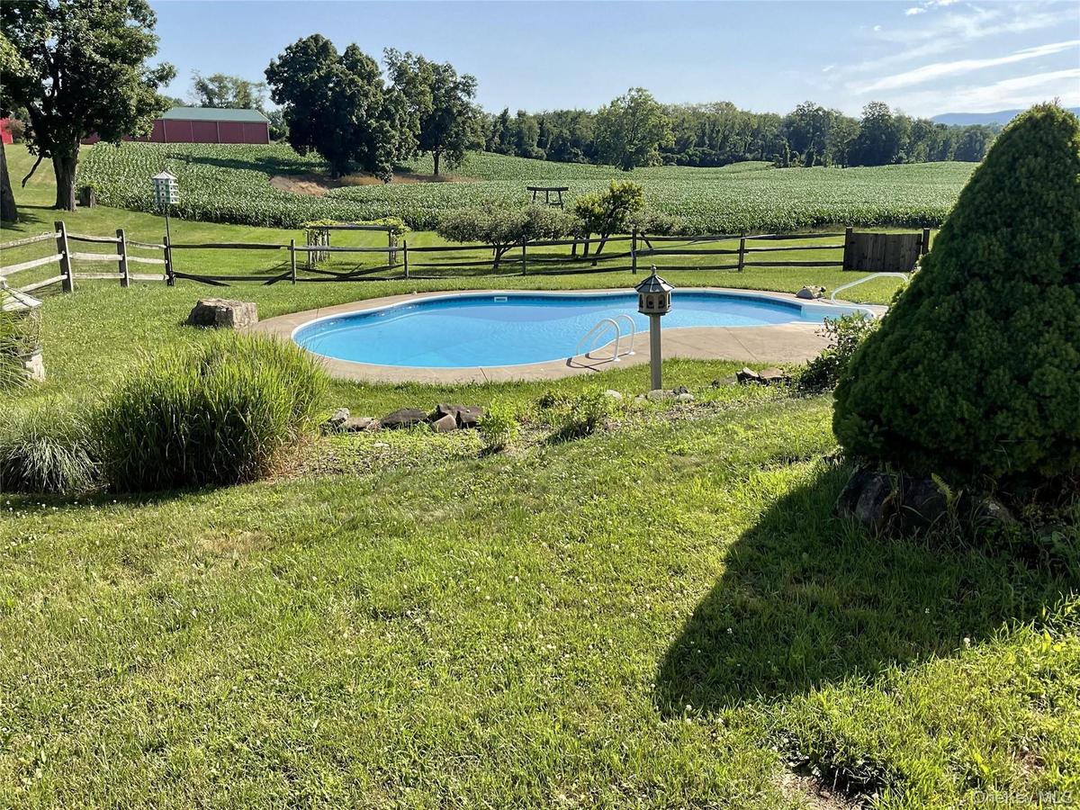 Pool overlooking the farm.  Pool has a newer liner and can be heated