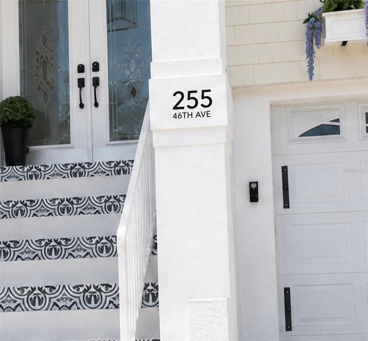Updated front Entry for this waterfront, water view home steps to St Pete Beaches.