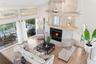 Open-concept great room with soaring 20-foot ceilings