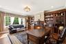 Library with fireplace