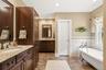 Free-standing tub, privacy toilet