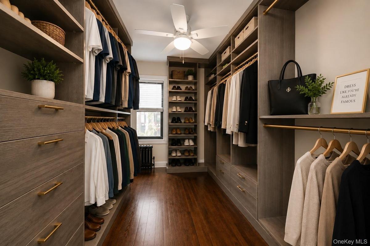 This is a bedroom used as a walk-in closet.
