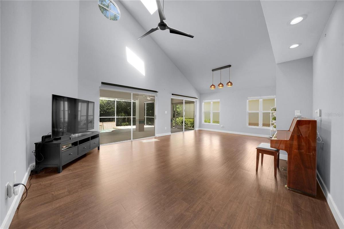 Oversize family room with sky lights