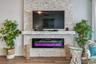 Electric fireplace provides year-round ambiance