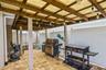 Outdoor covered patio grill area.