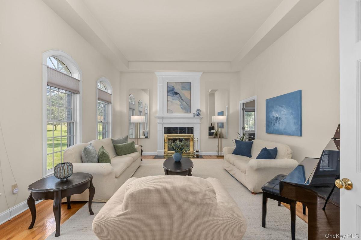 The beautifully designed living room blends sophistication with everyday comfort.