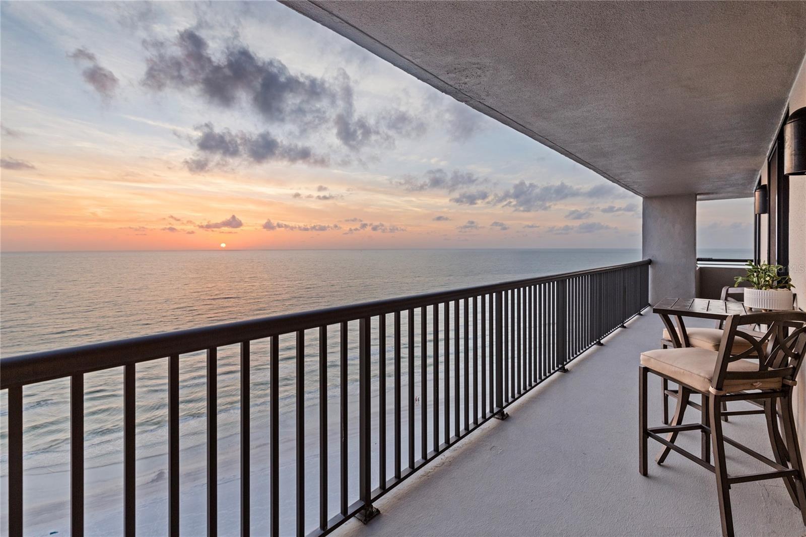A glorious sunset view from the wrap-around terrace at PH1