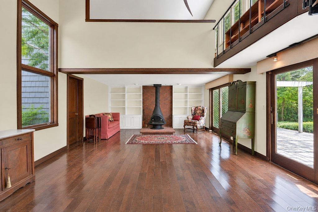 Living room with soaring ceiling