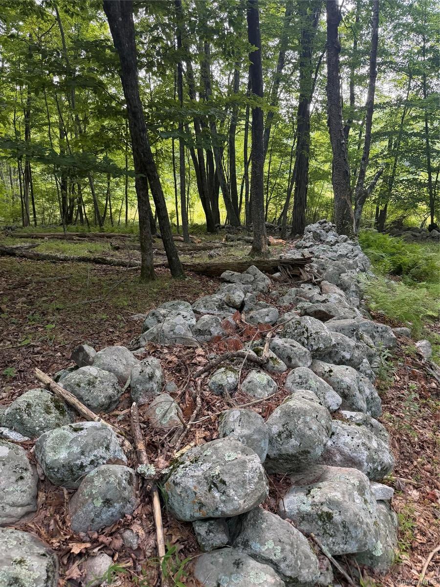 The property has beautiful rock walls throughout