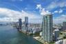 Aerial over Edgewater with Biscayne Bay and Miami skyline