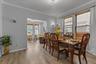 Wood-finish flooring throughout the space.