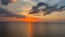 Bright yellow, to deep gold as the sun dips below the horizon.