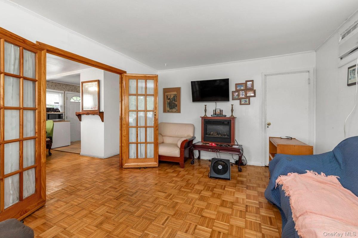 spacious living room with french doors