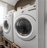 Laundry area with two front-loading machines