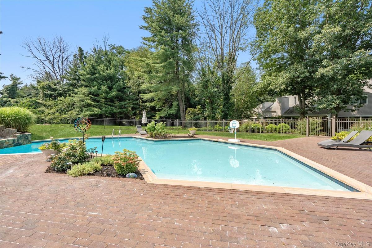 Salt water pool with waterfall