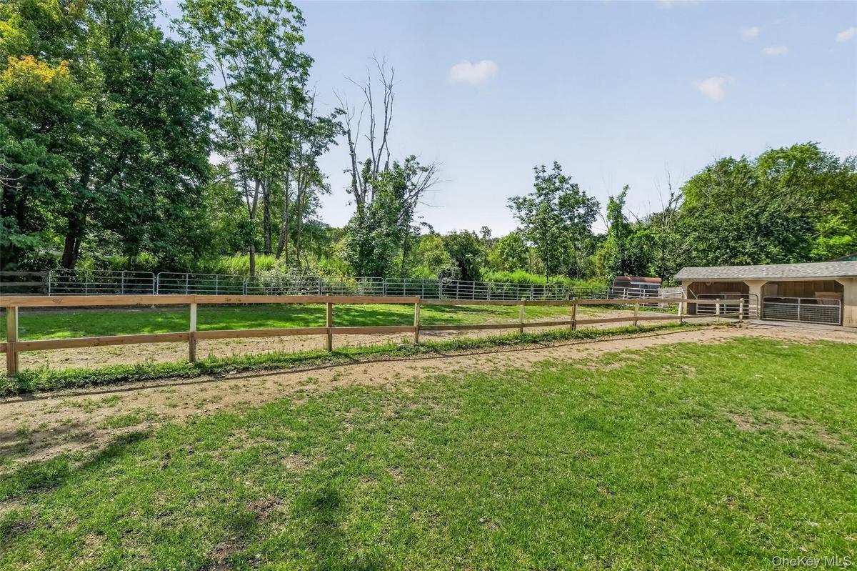 View of the paddocks with attached run in stalls