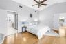 Upstairs Primary Bedroom is private and spacious with en suite luxury bath