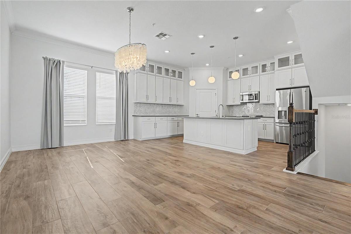 Second-level kitchen with a bright, open feel.