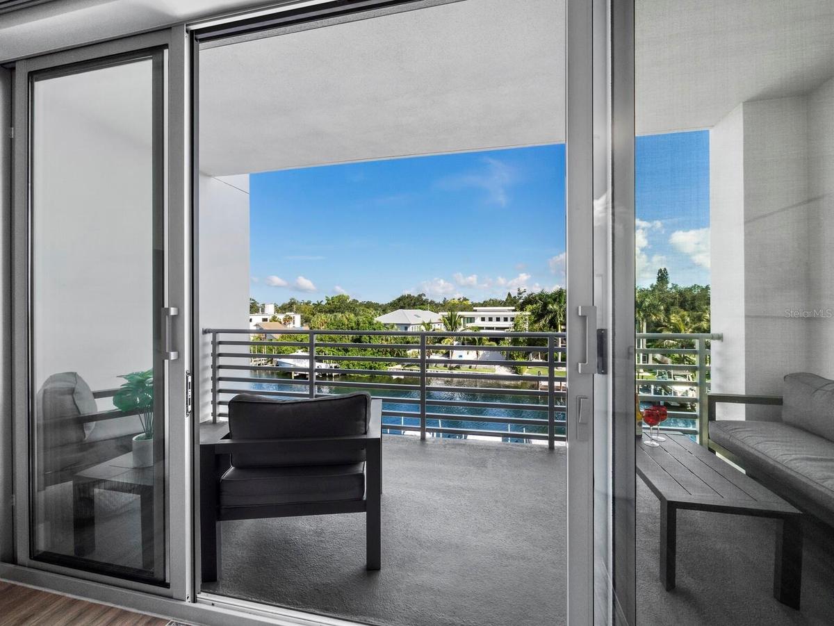 Impact sliders open to private balcony