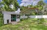 Convenient storage shed provides space for tools and outdoor equipment