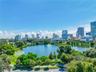 Views facing east over mirror lake toward the downtown skyline