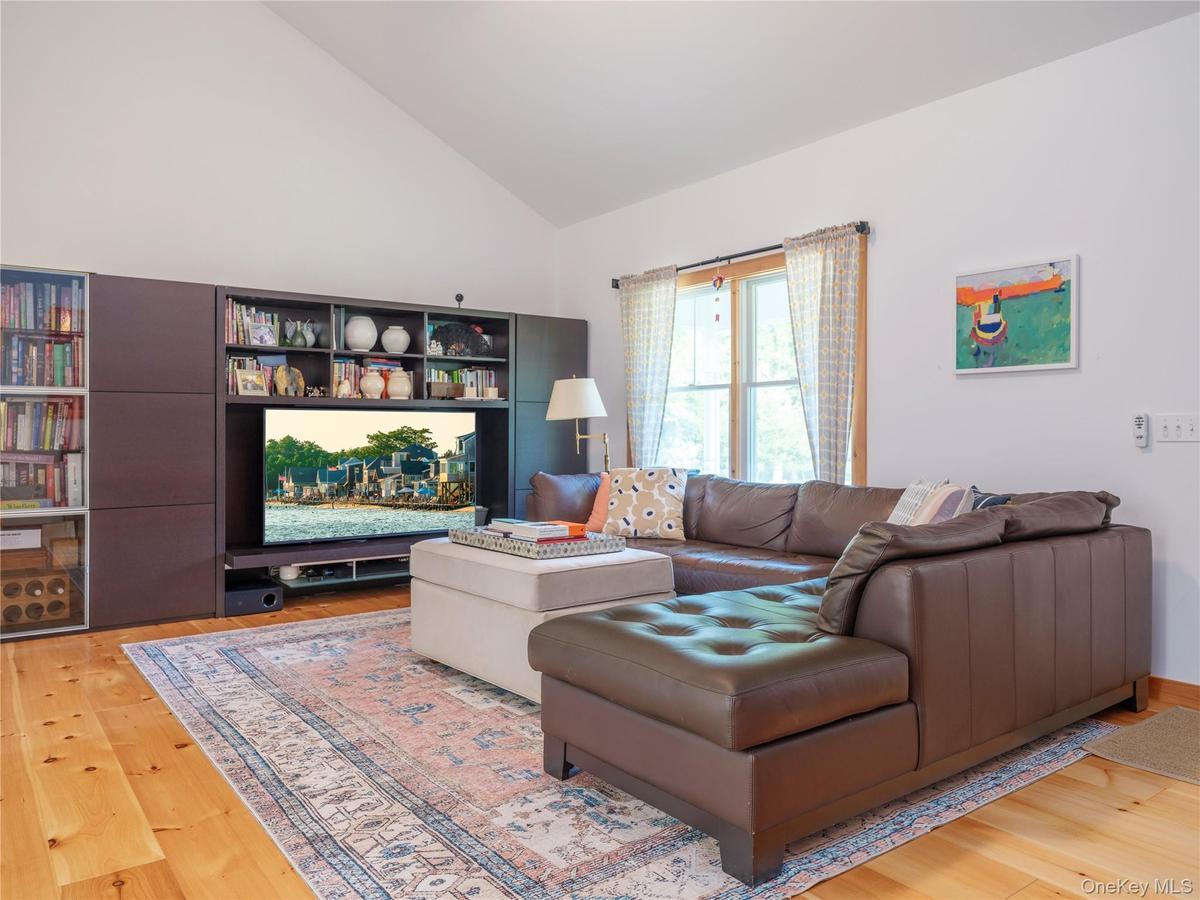 Stunning wide pine floors in the Living Room.